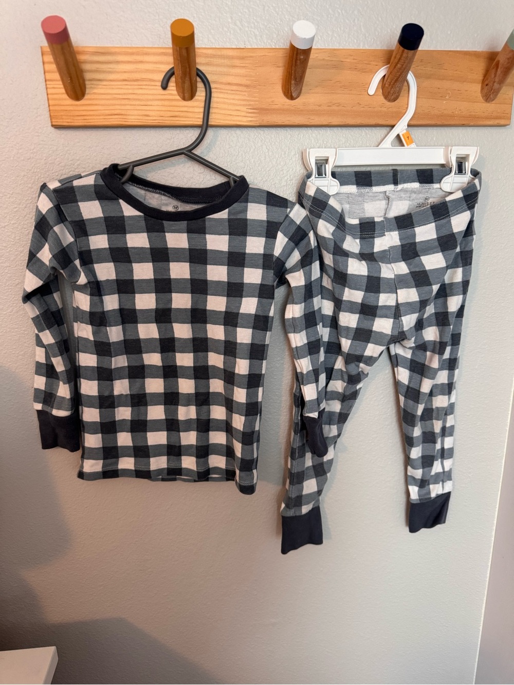 The Honest Company Black and White Buffalo Plaid Kids Pajama Set